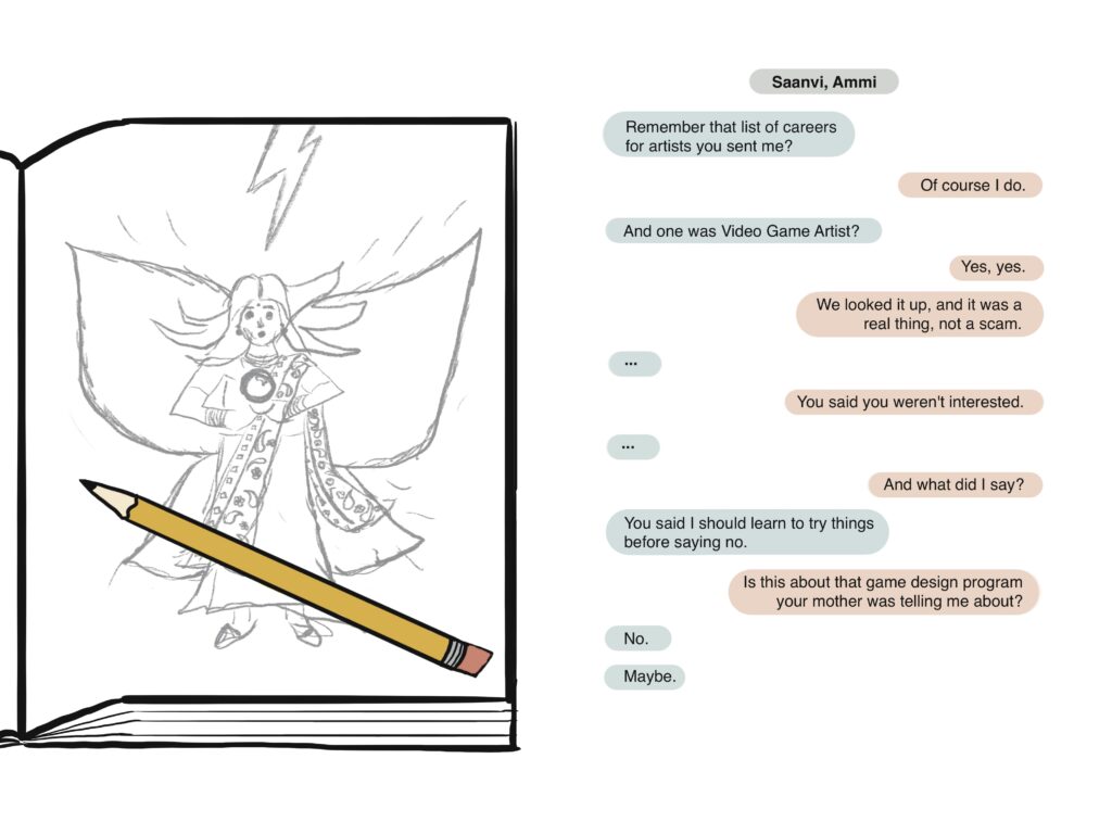 2-page layout for Game Jam Team by Kelly Jones.
