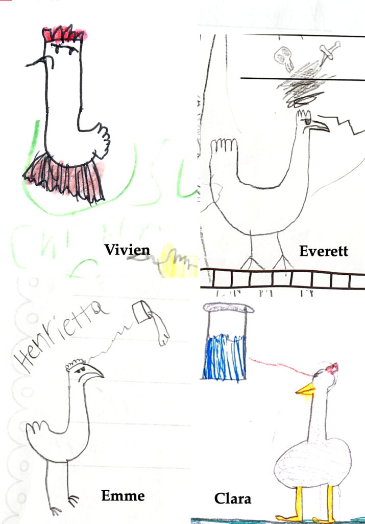 kid drawings of Henrietta from Unusual Chickens
