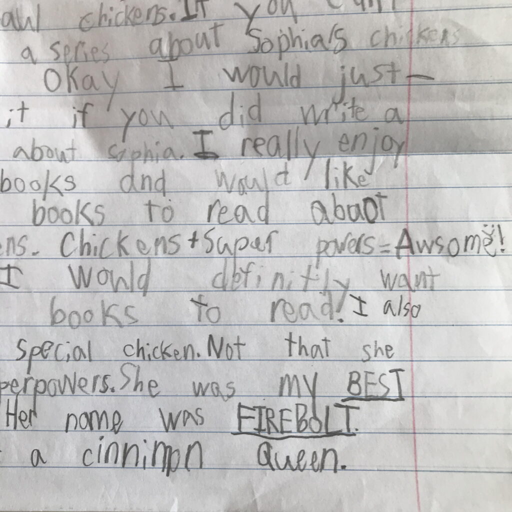 kid letter about Unusual Chickens