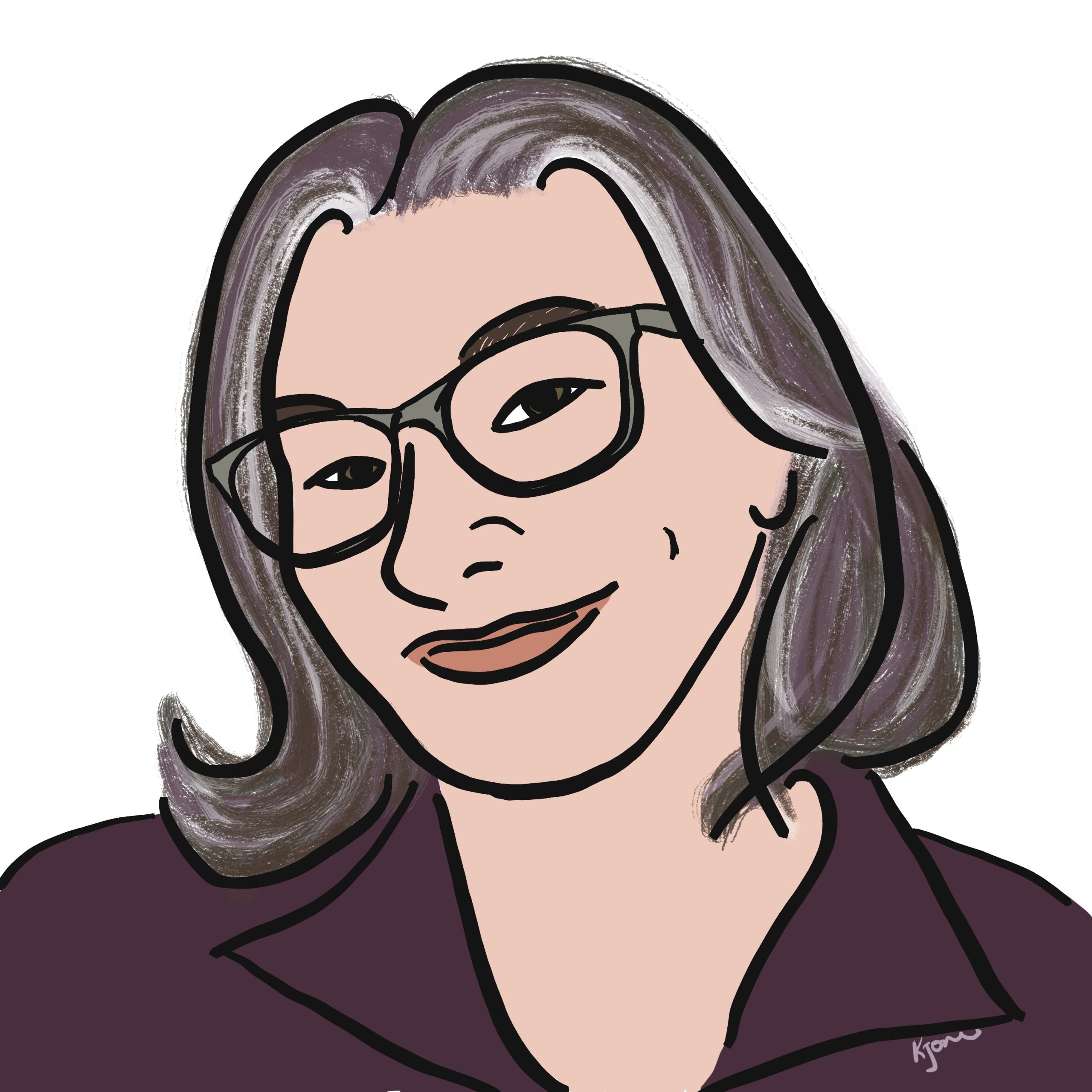 Self portrait color drawing of Kelly Jones