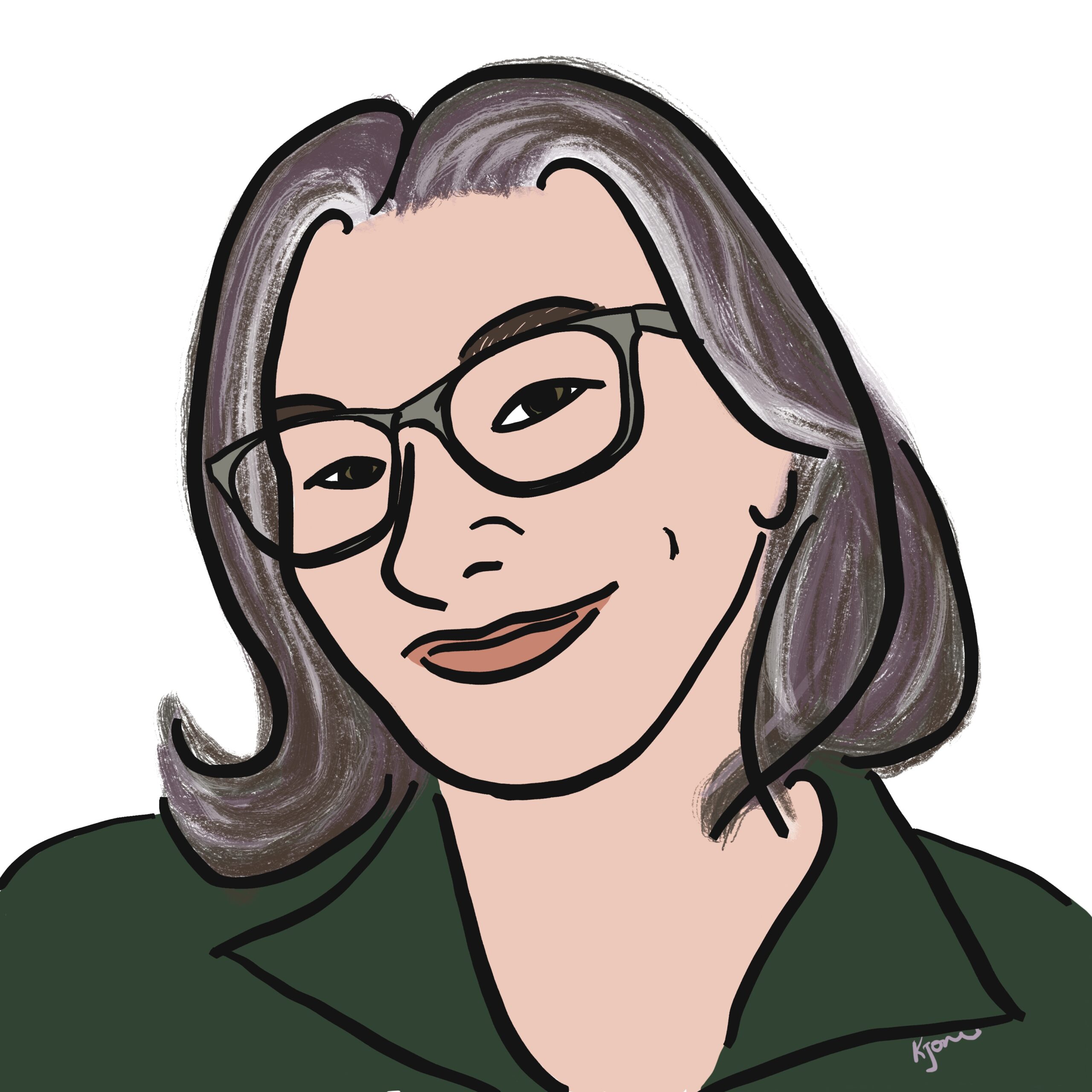 Self portrait color drawing of Kelly Jones